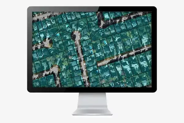 SmartParcels Canada parcel boundaries shown over an aerial view.