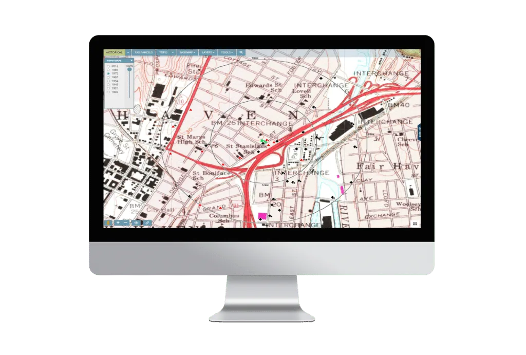 A set of historical topographic quad maps of one site across several decades.