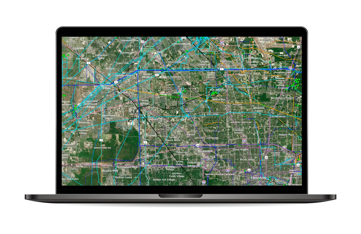 A LightBox map of parcel boundaries and ownership across an energy project area.