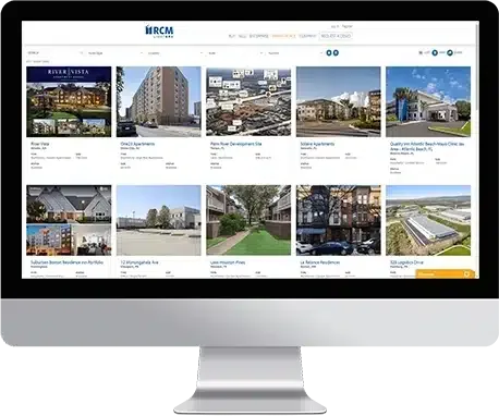 RCM Marketplace listing search shown on a laptop and a phone.