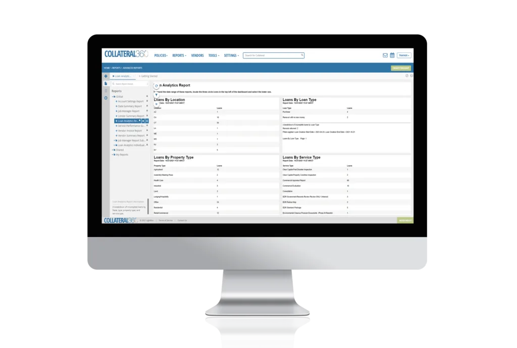 A RIMS reporting screen listing catalog data and services ordered from third-party partners.