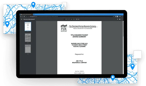 Commercial property site plan and survey supporting zoning compliance for ALTA survey and title insurance requirements