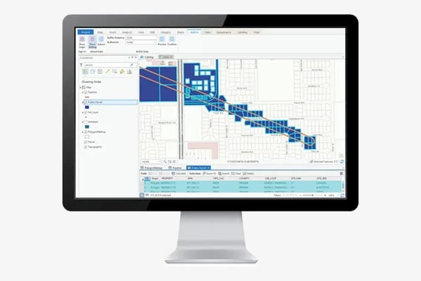 LightBox data streaming into an ArcGIS map on a monitor.