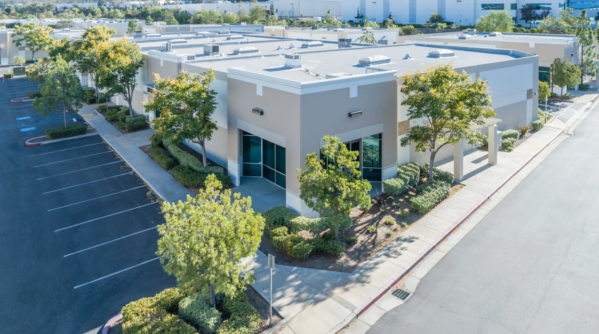 Aerial,View,Of,Industrial,Commerce,Office,Buildings.