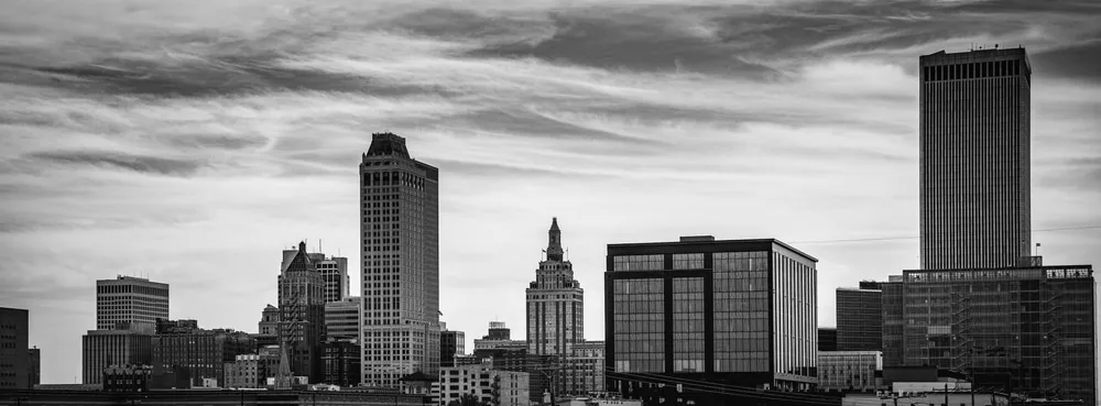 Tulsa,City,Skyline,In,Black,And,White,Colors,On,A