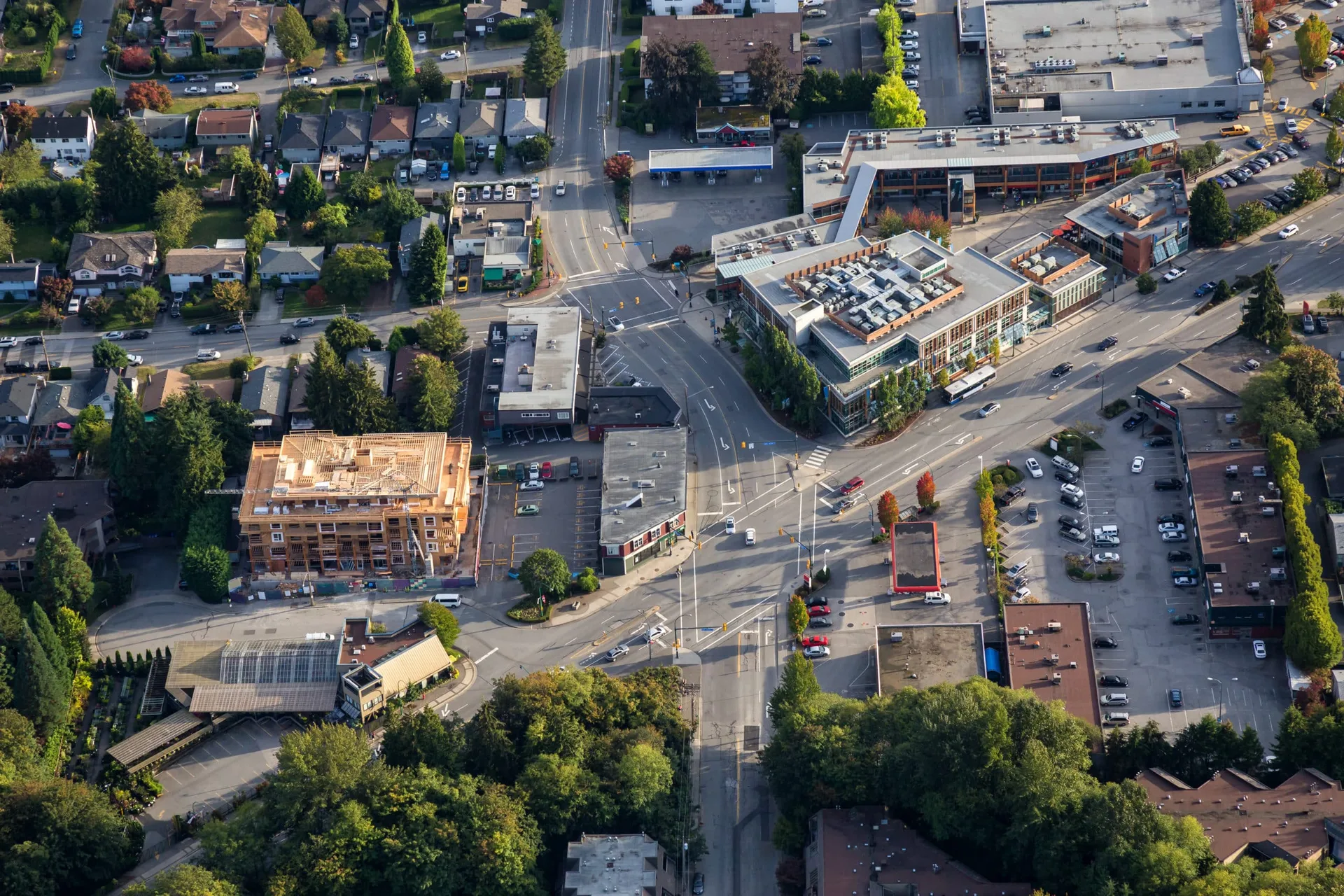 Aerial,View,On,A,Street,Intersection,In,The,Vicinity,Of